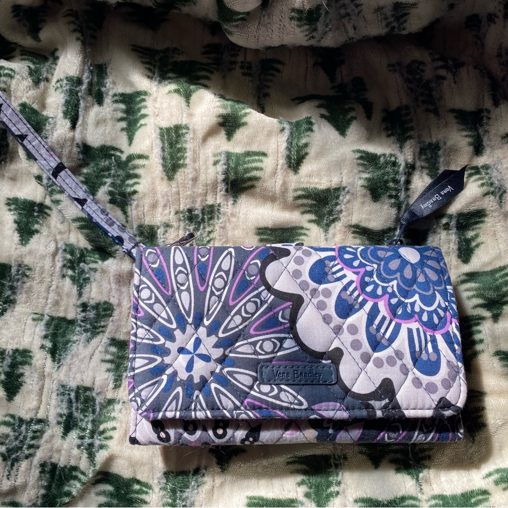 Vera Bradley Blue and Gray Patterned Wristlet